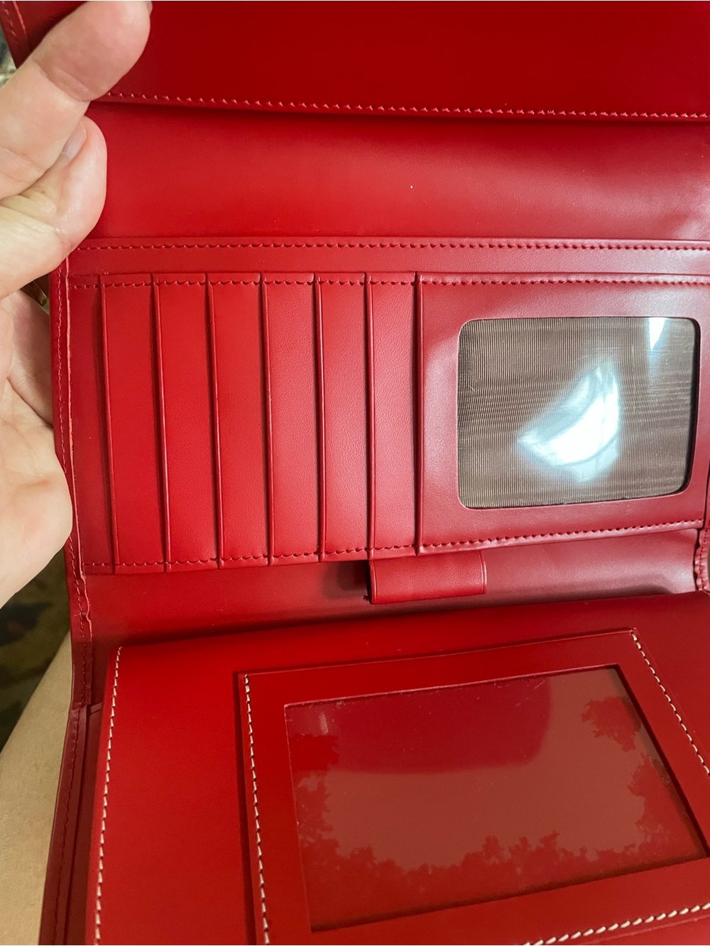 Dooney & Bourke Bright Red Leather Flap Wallet - Picture 3 of 15